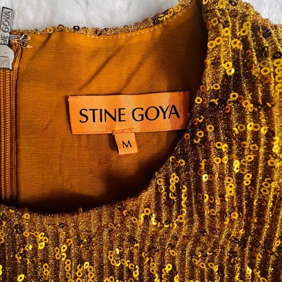 Stine Goya Women's Gold Sequin Straight Mini Odis Dress Size Medium - Picture 13 of 15